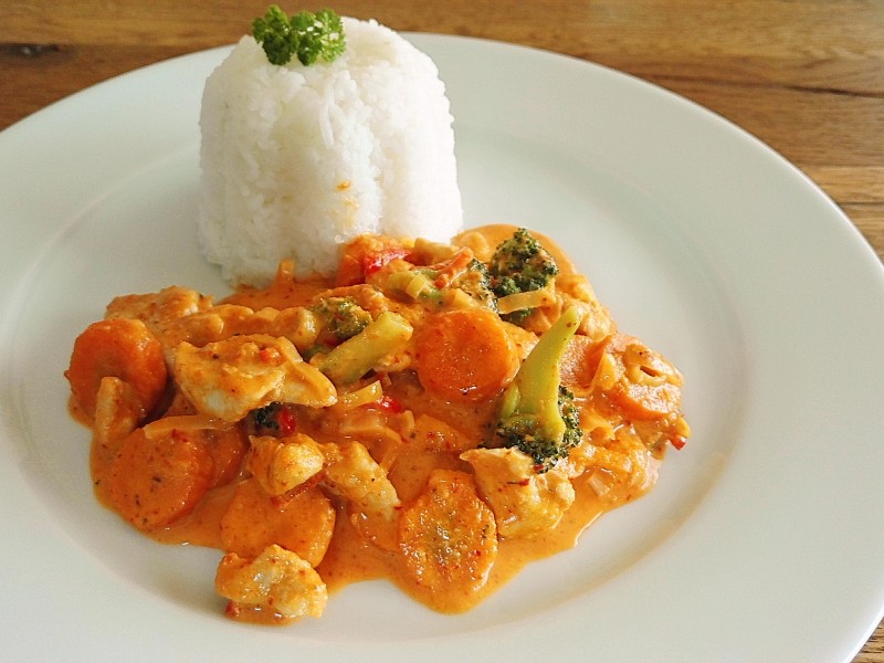 Red Thai Curry mit Reis