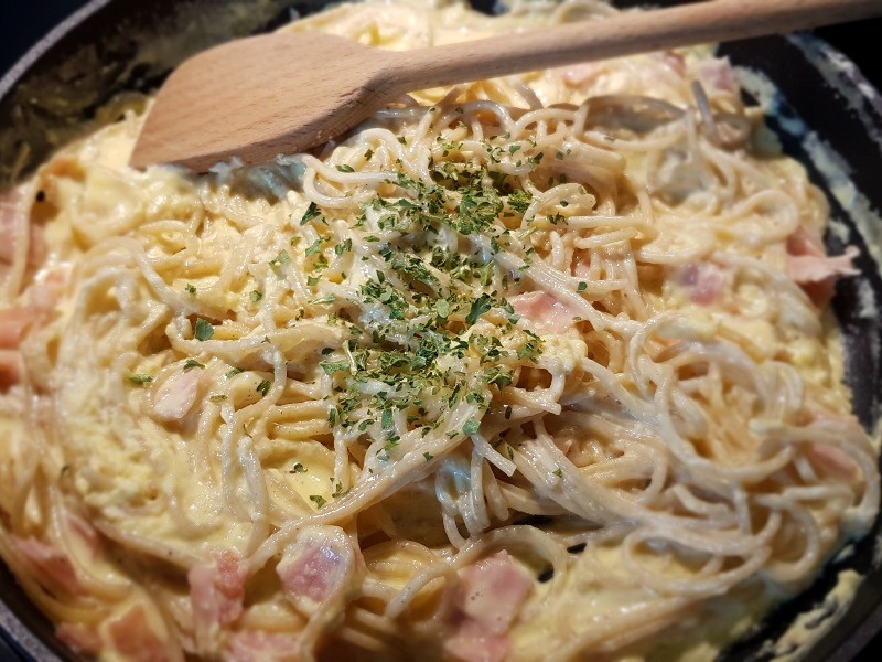 Spaghetti Carbonara mit Rahm